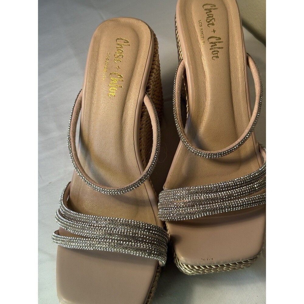 Chase and Chloe Women's Sparkly Rhinestone Strappy Platform Sandals